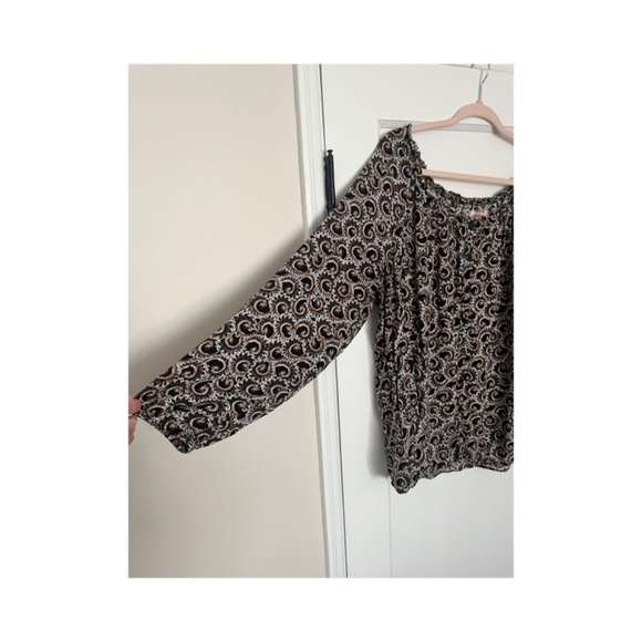 Button front off shoulder paisley loose boho beach coastal grannycore contempory - Picture 3 of 5
